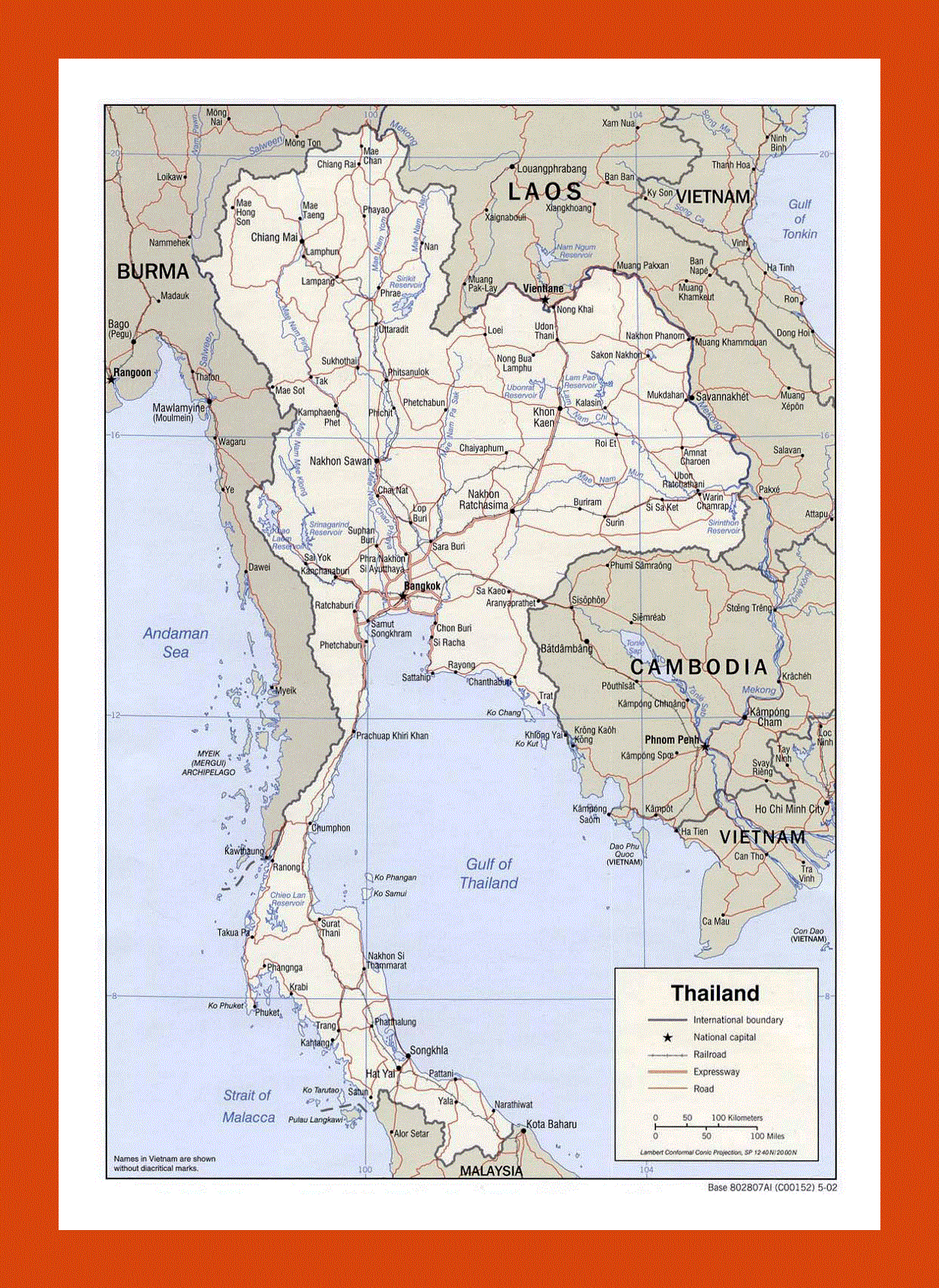 Political map of Thailand - 2002