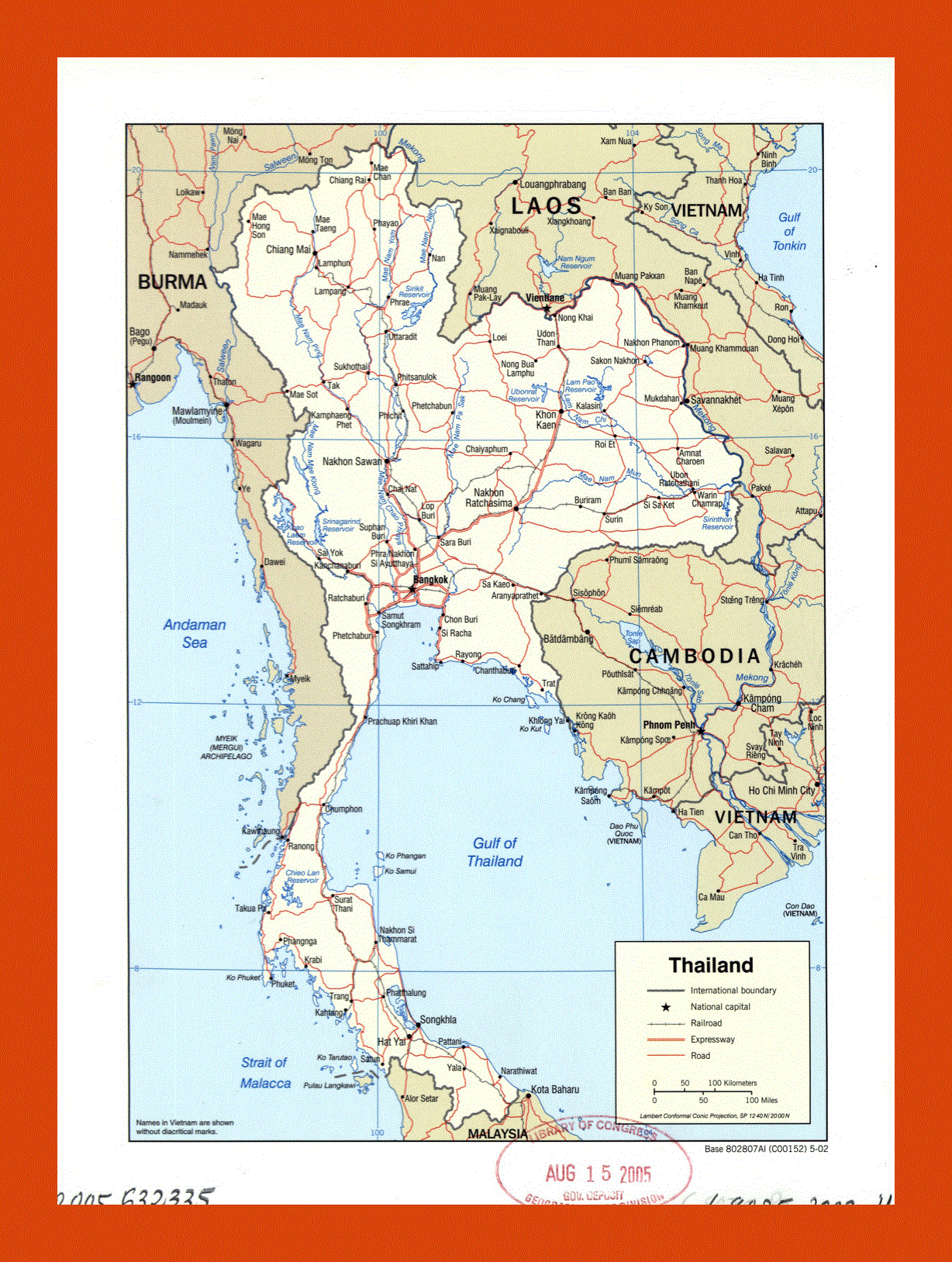 Political map of Thailand - 2002