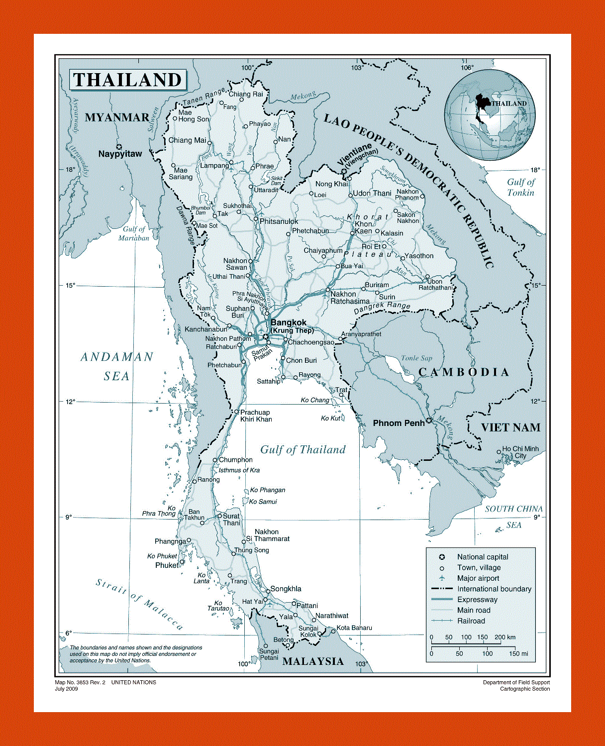 Political map of Thailand