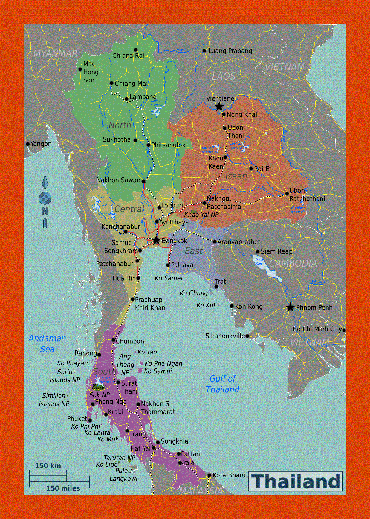 Regions map of Thailand