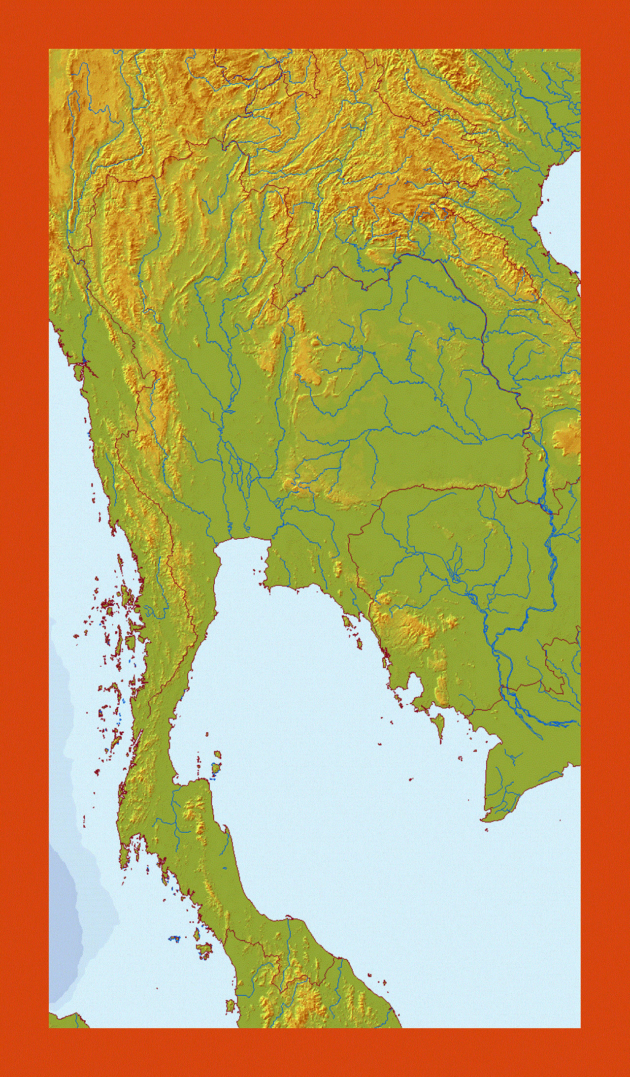 Relief map of Thailand