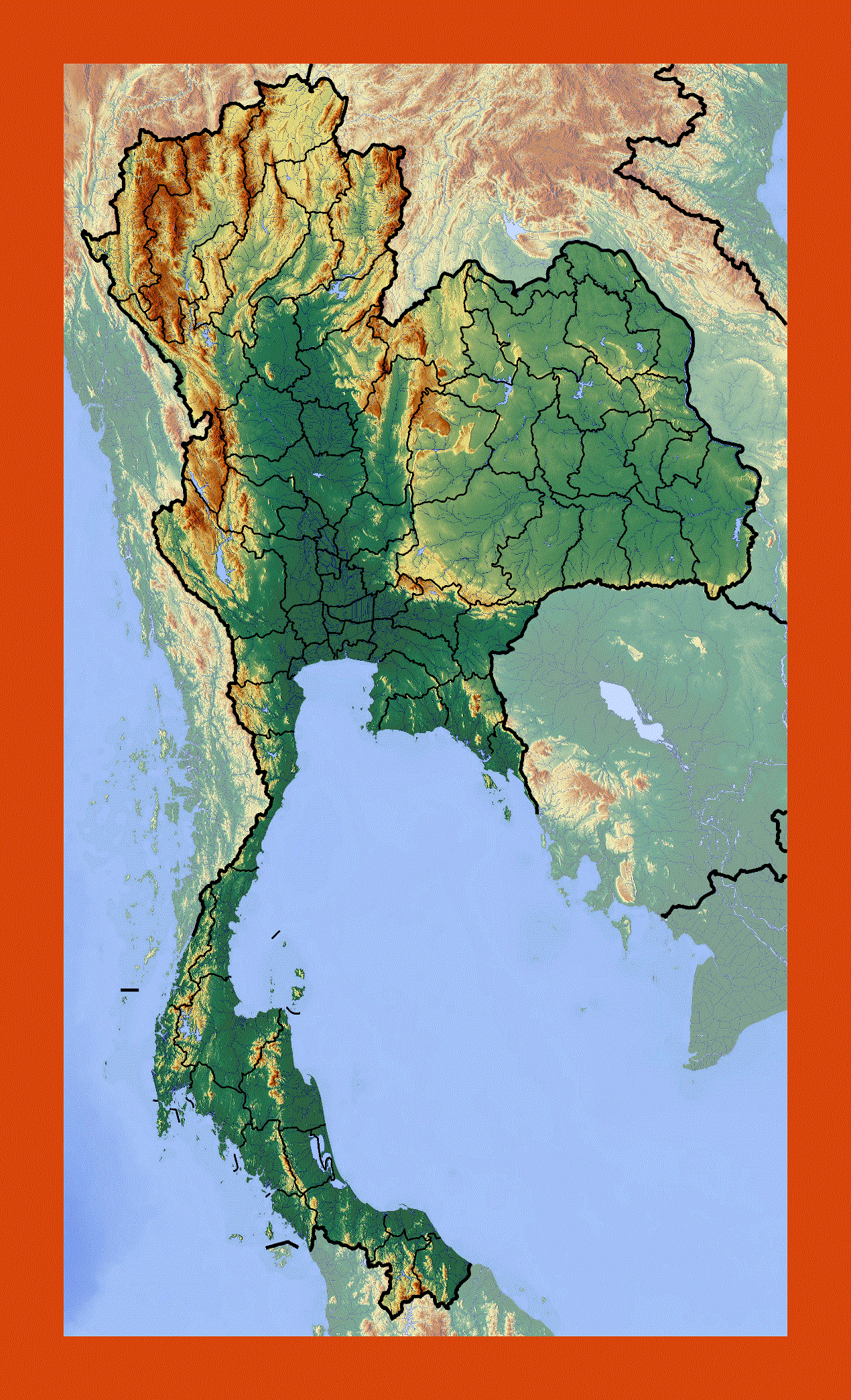 Relief map of Thailand