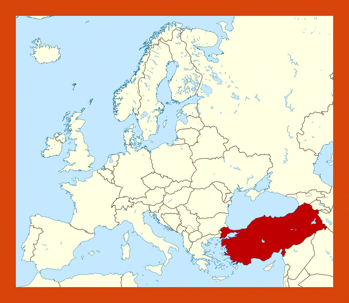 Location map of Turkey in Europe