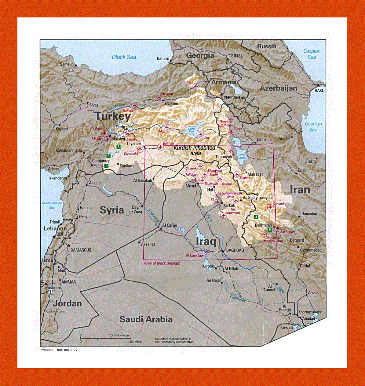 Map of Kurdish Lands - 1992