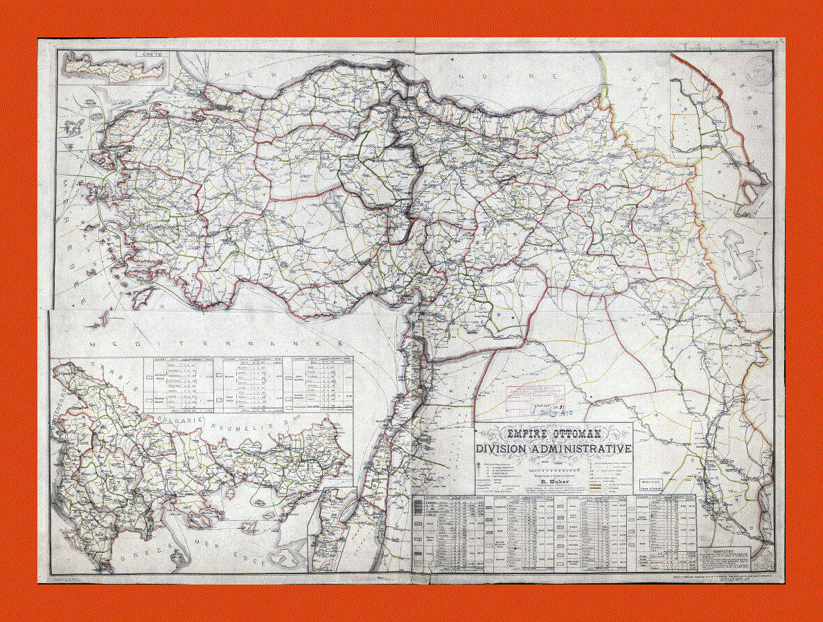 Old administrative divisions map of Ottoman Empire - 1899