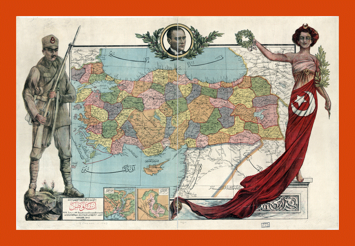 Old political and administrative map of Turkey - 1927