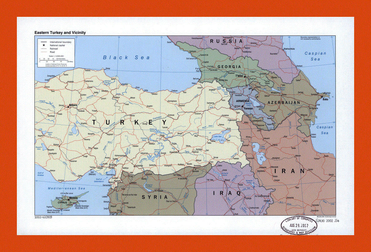 Political map of Eastern Turkey and vicinity - 2002