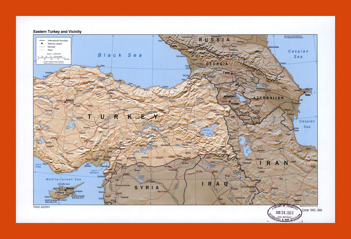 Political map of Eastern Turkey and vicinity - 2002