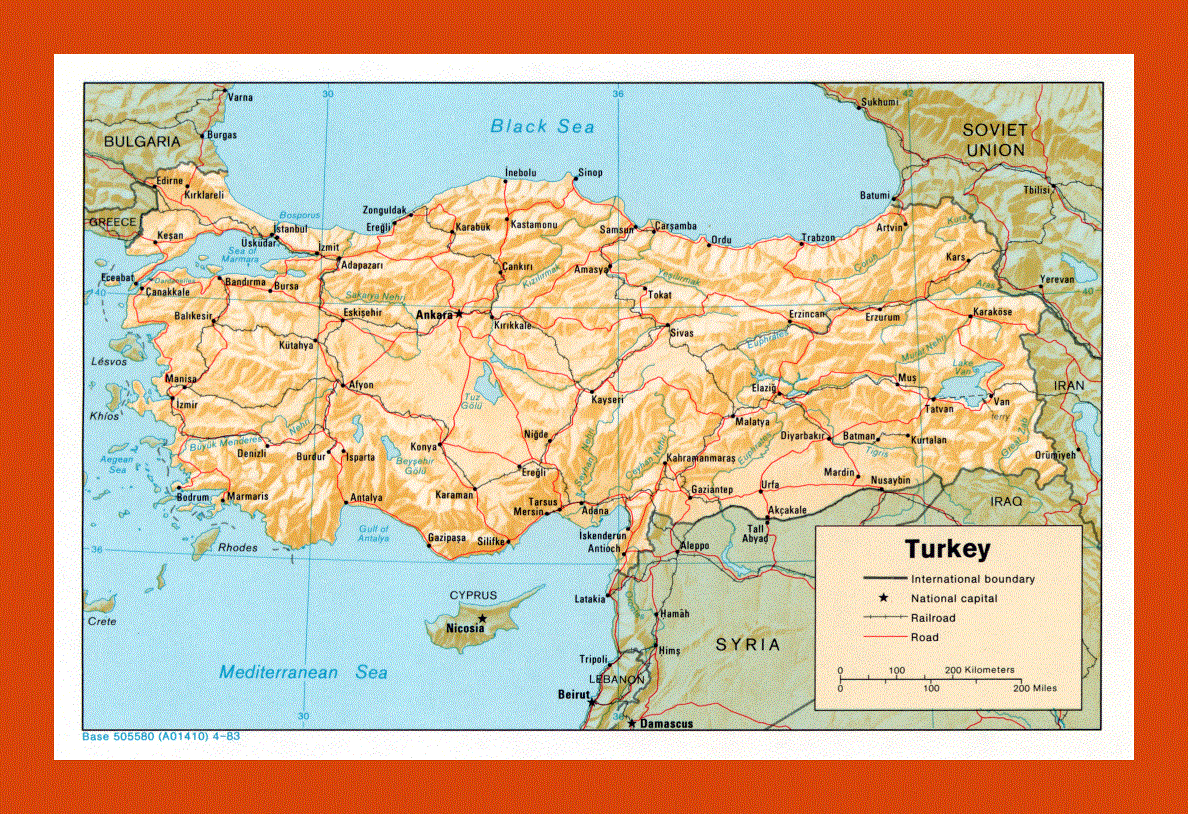 Political map of Turkey - 1983
