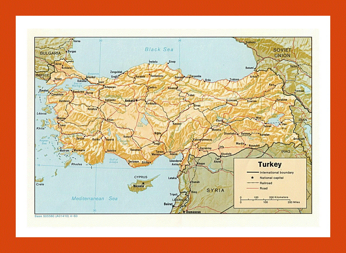 Political map of Turkey - 1983