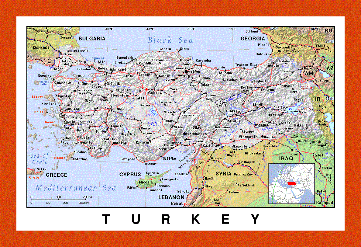 Political map of Turkey