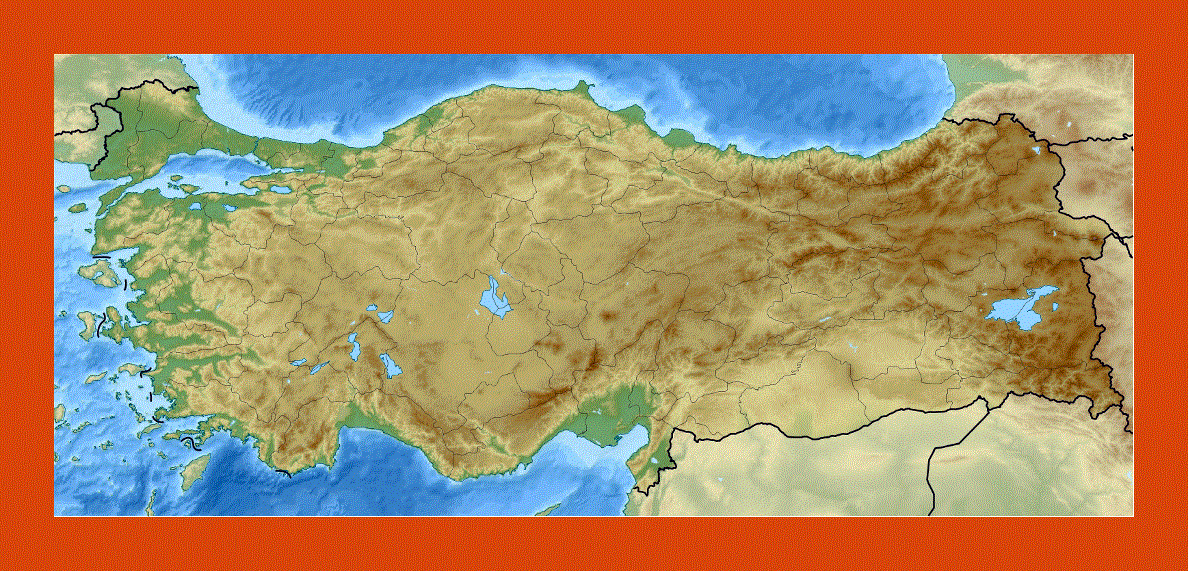 Relief location map of Turkey