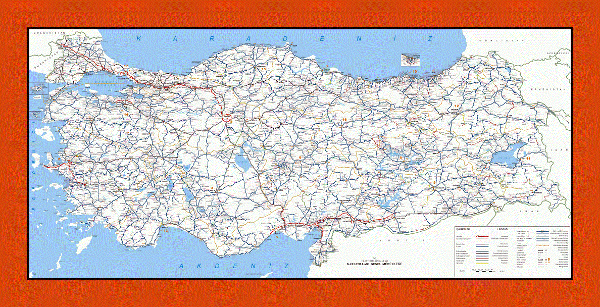 Road map of Turkey