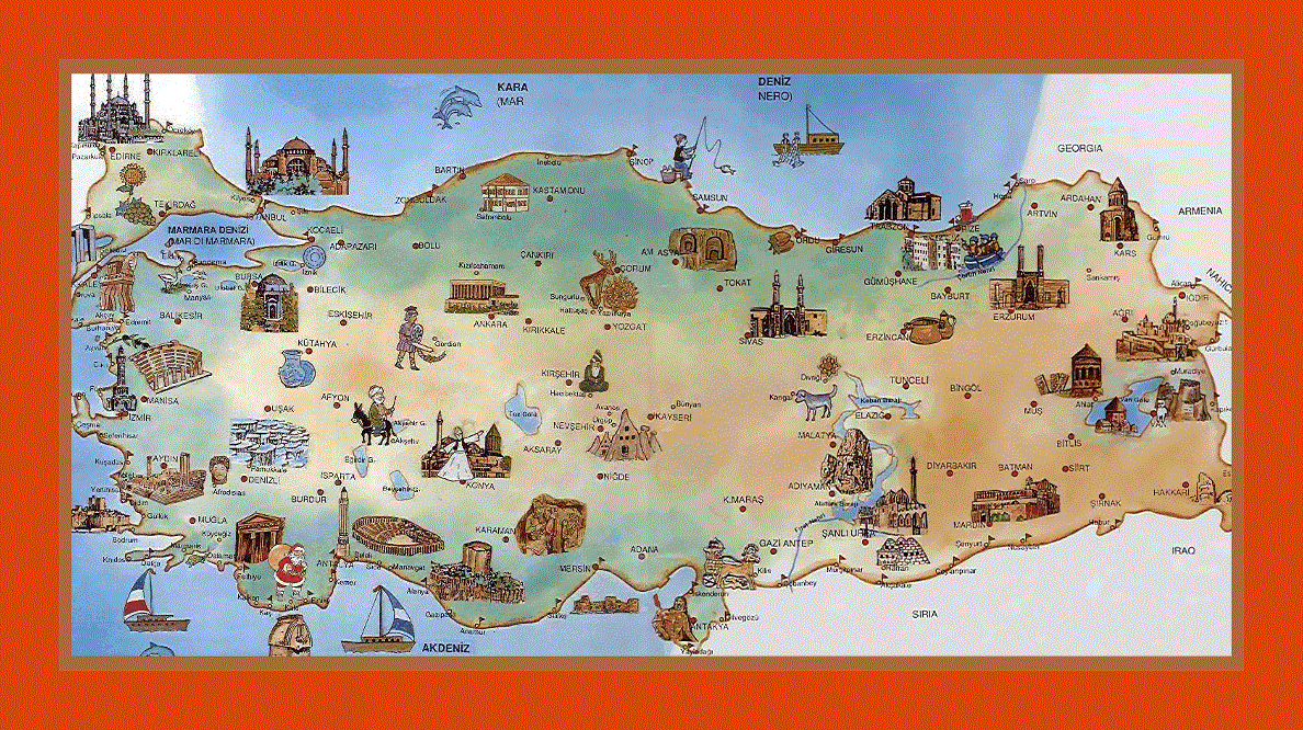 Tourist illustrated map of Turkey