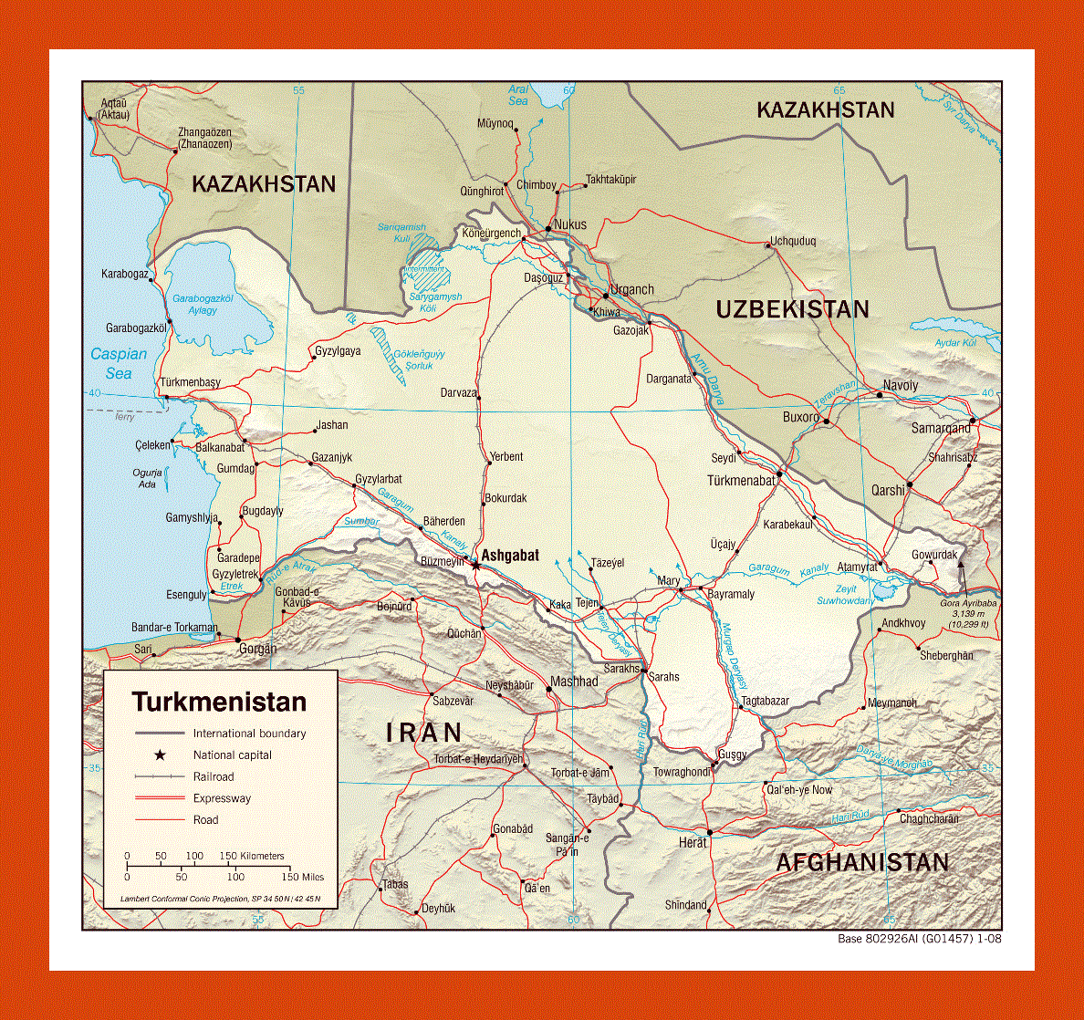 Political map of Turkmenistan - 2008