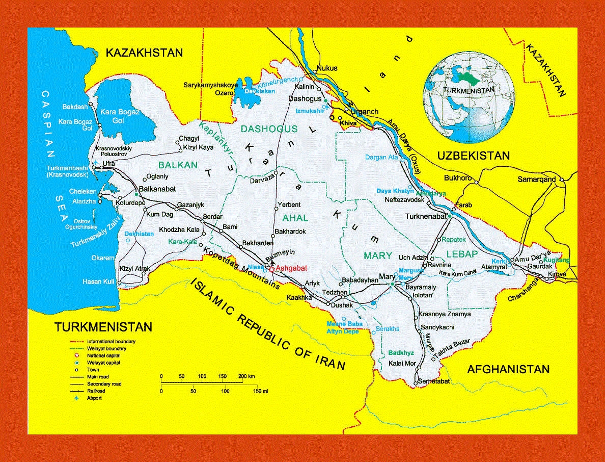 Political map of Turkmenistan