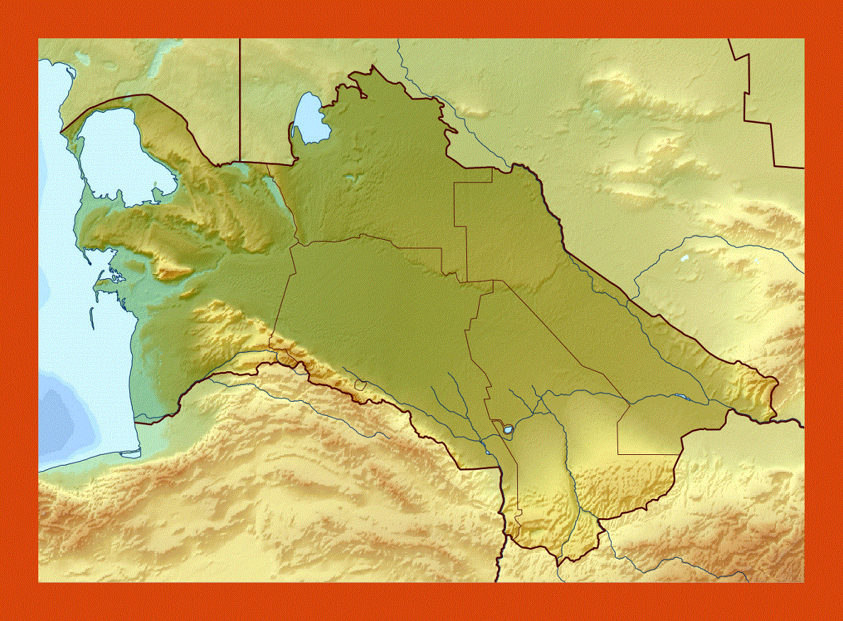 Relief map of Turkmenistan