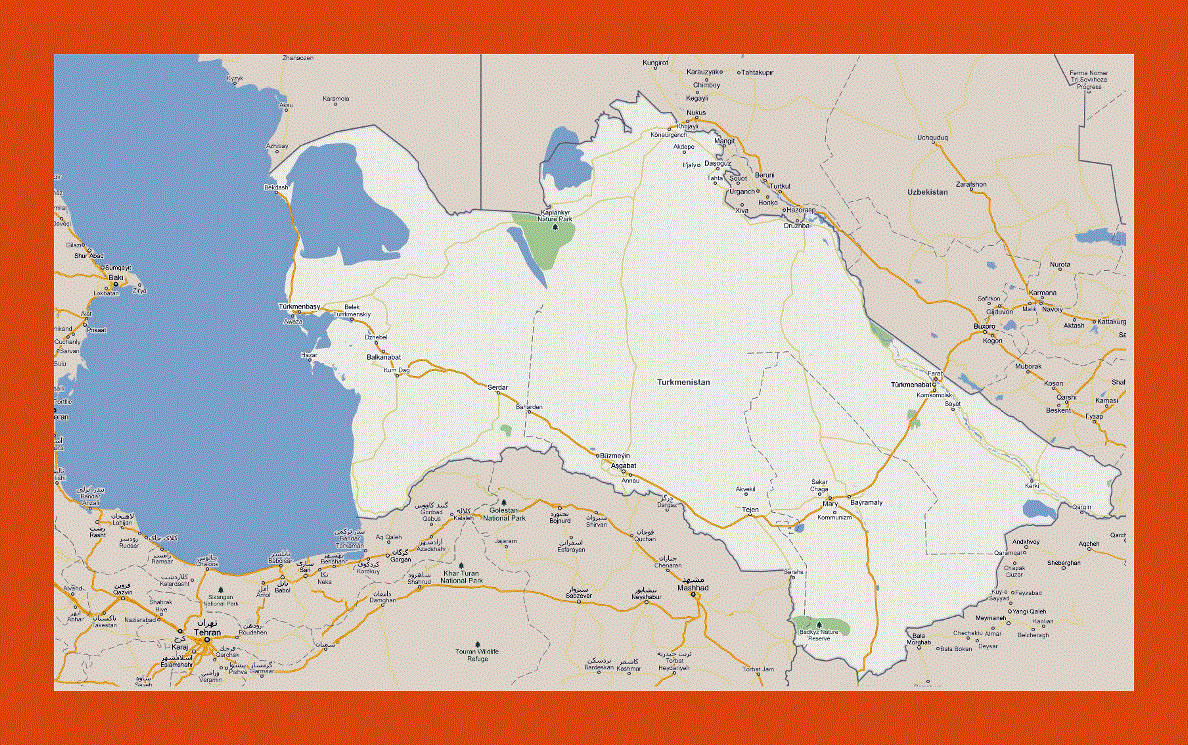 Road map of Turkmenistan