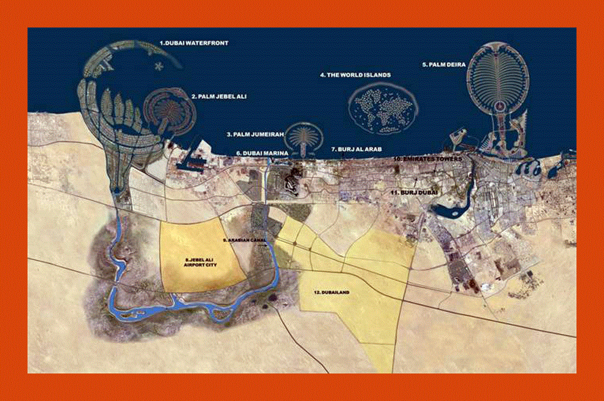 Satellite map of Dubai