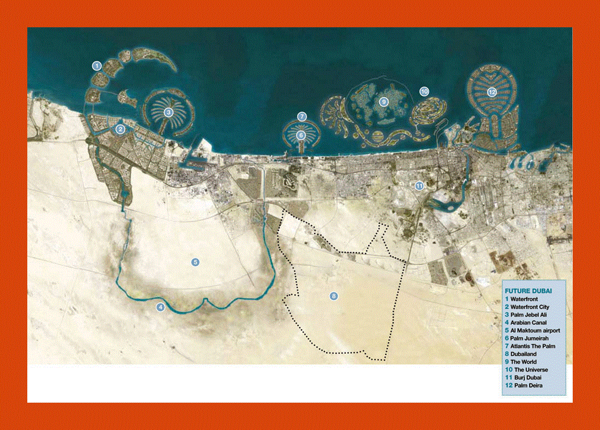 Tourist satellite map of Dubai