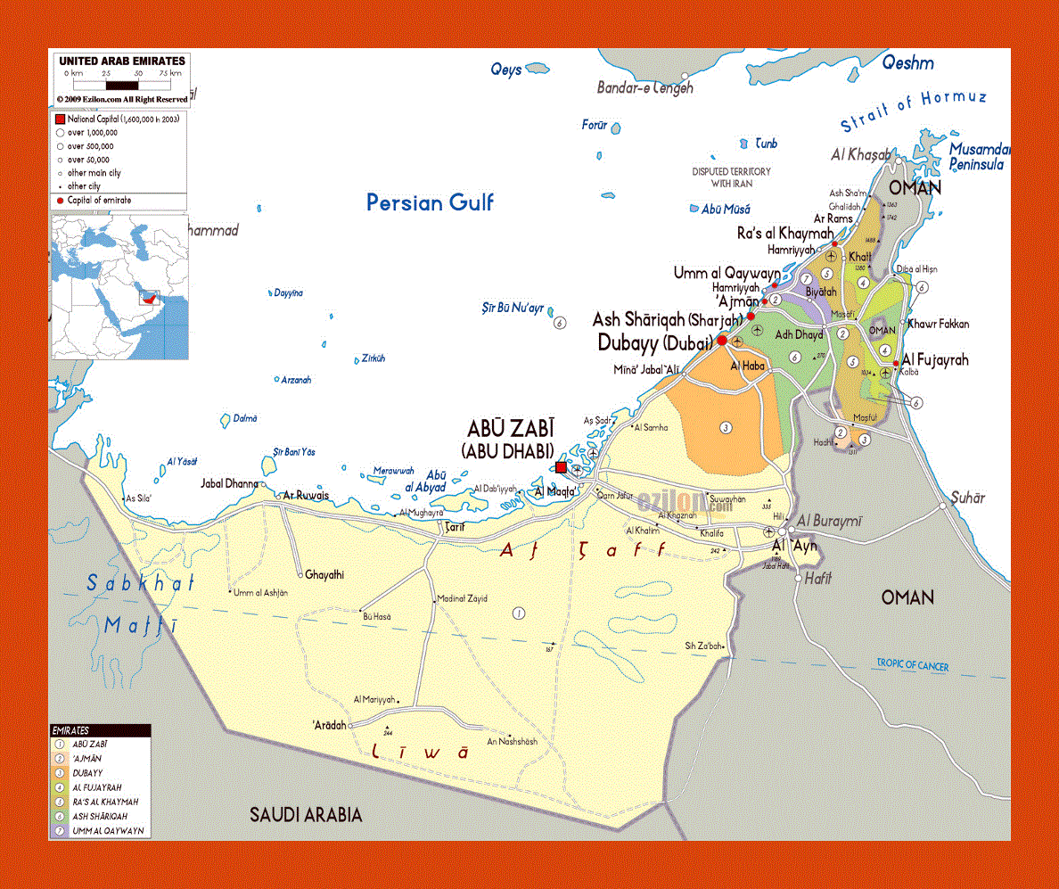 Political map of UAE
