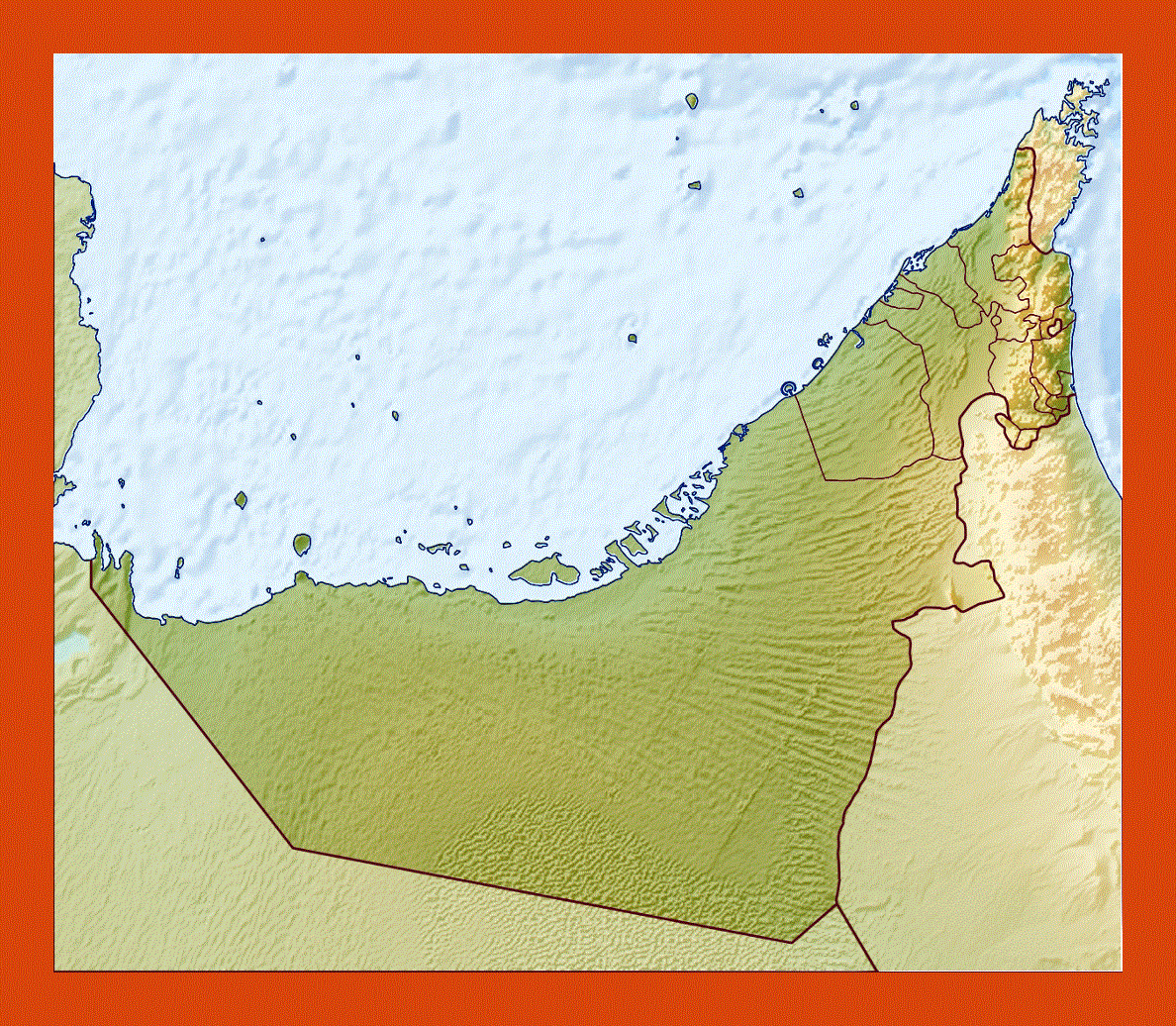 Relief map of UAE
