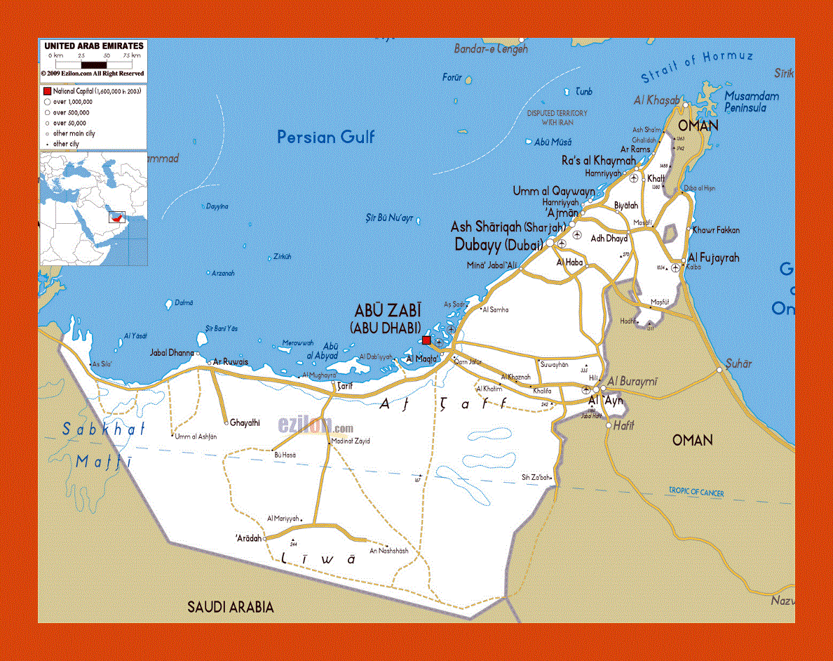 Road map of UAE
