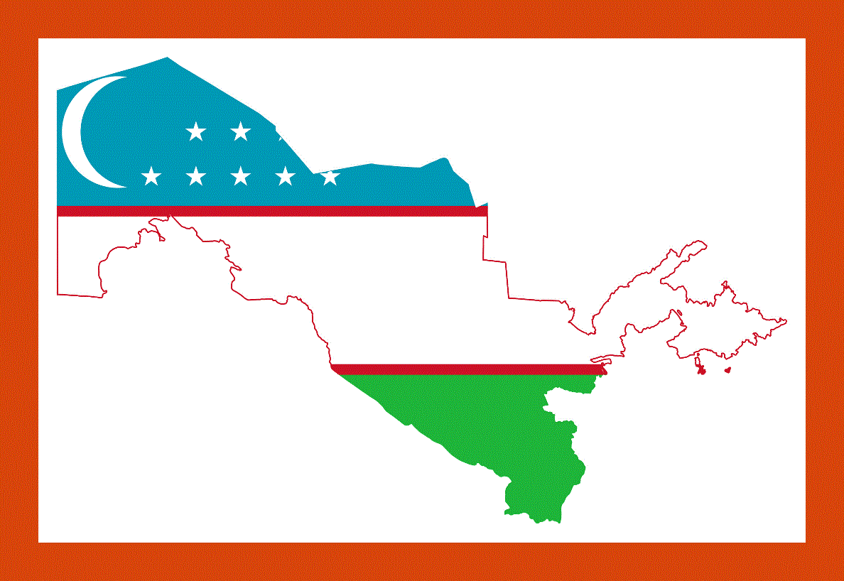 Flag map of Uzbekistan