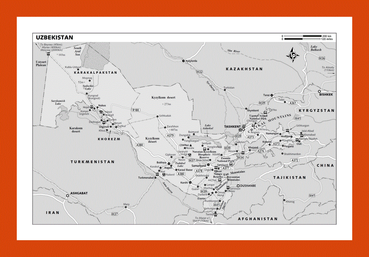 Political and administrative map of Uzbekistan