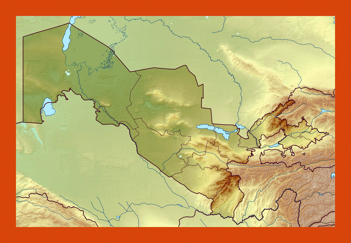Relief map of Uzbekistan