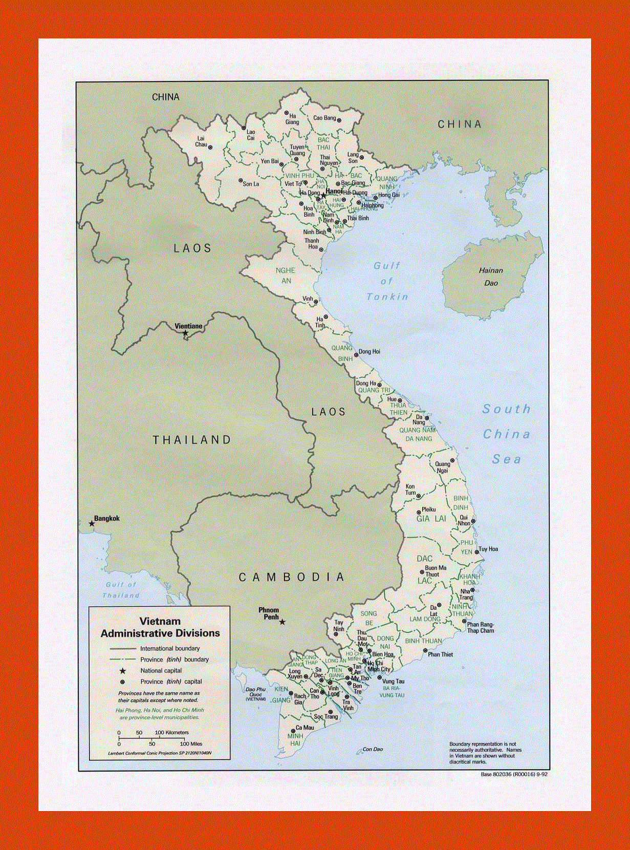 Administrative divisions map of Vietnam - 1992