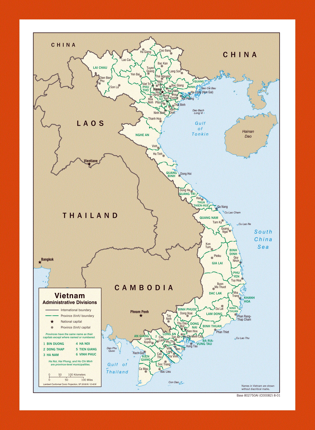 Administrative divisions map of Vietnam - 2001