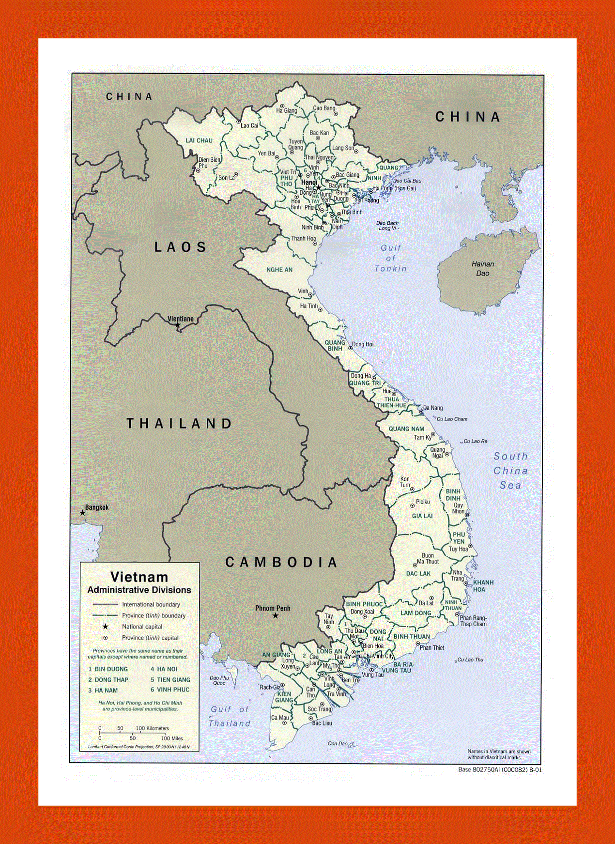 Administrative divisions map of Vietnam - 2001