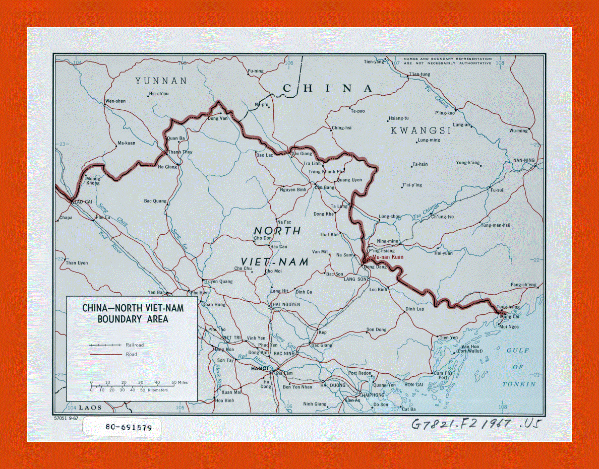 China - North Viet-Nam boundary area map - 1967