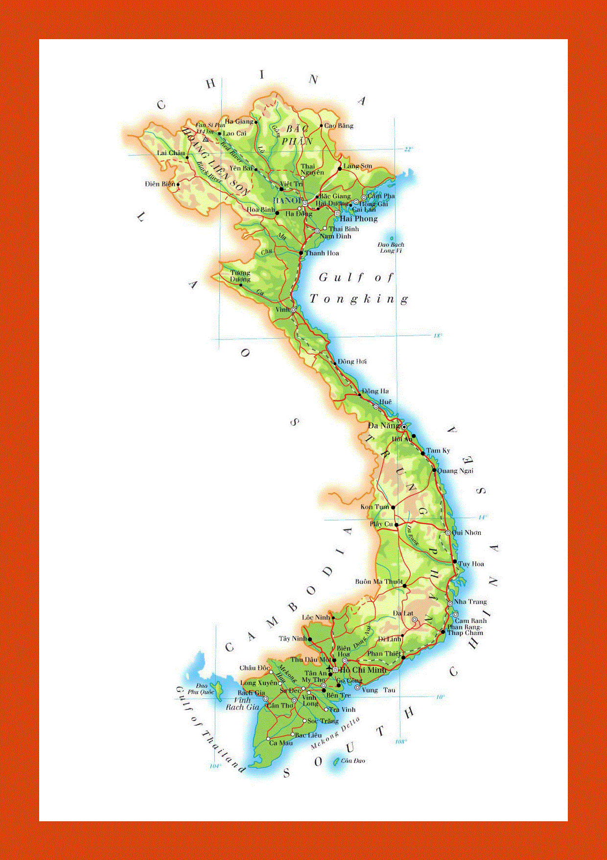 Elevation map of Vietnam