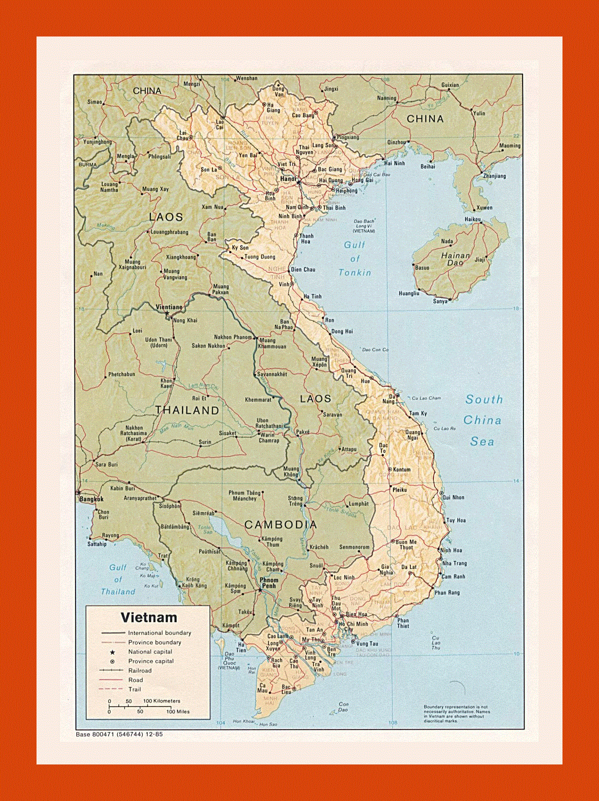 Political and administrative map of Vietnam - 1985