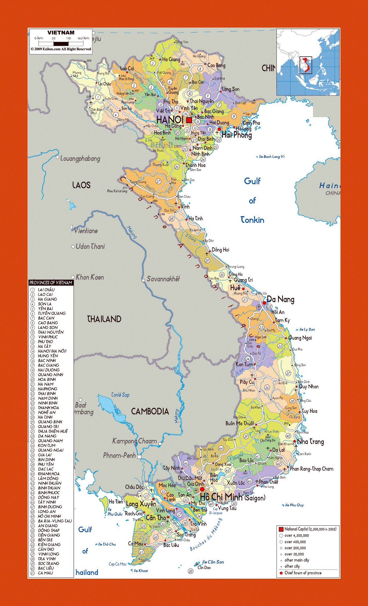 Political and administrative map of Vietnam