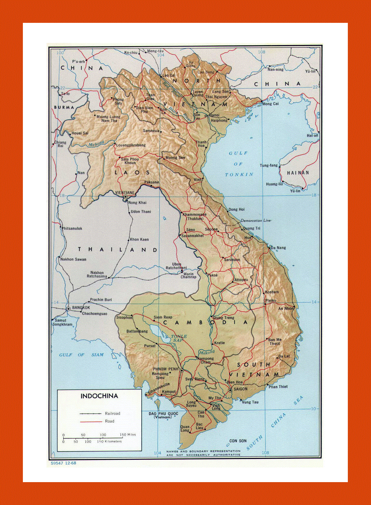 Political map of Indochina - 1968