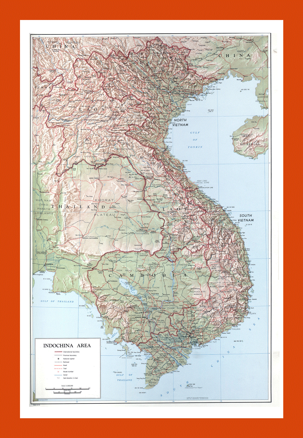 Political map of Indochina - 1970