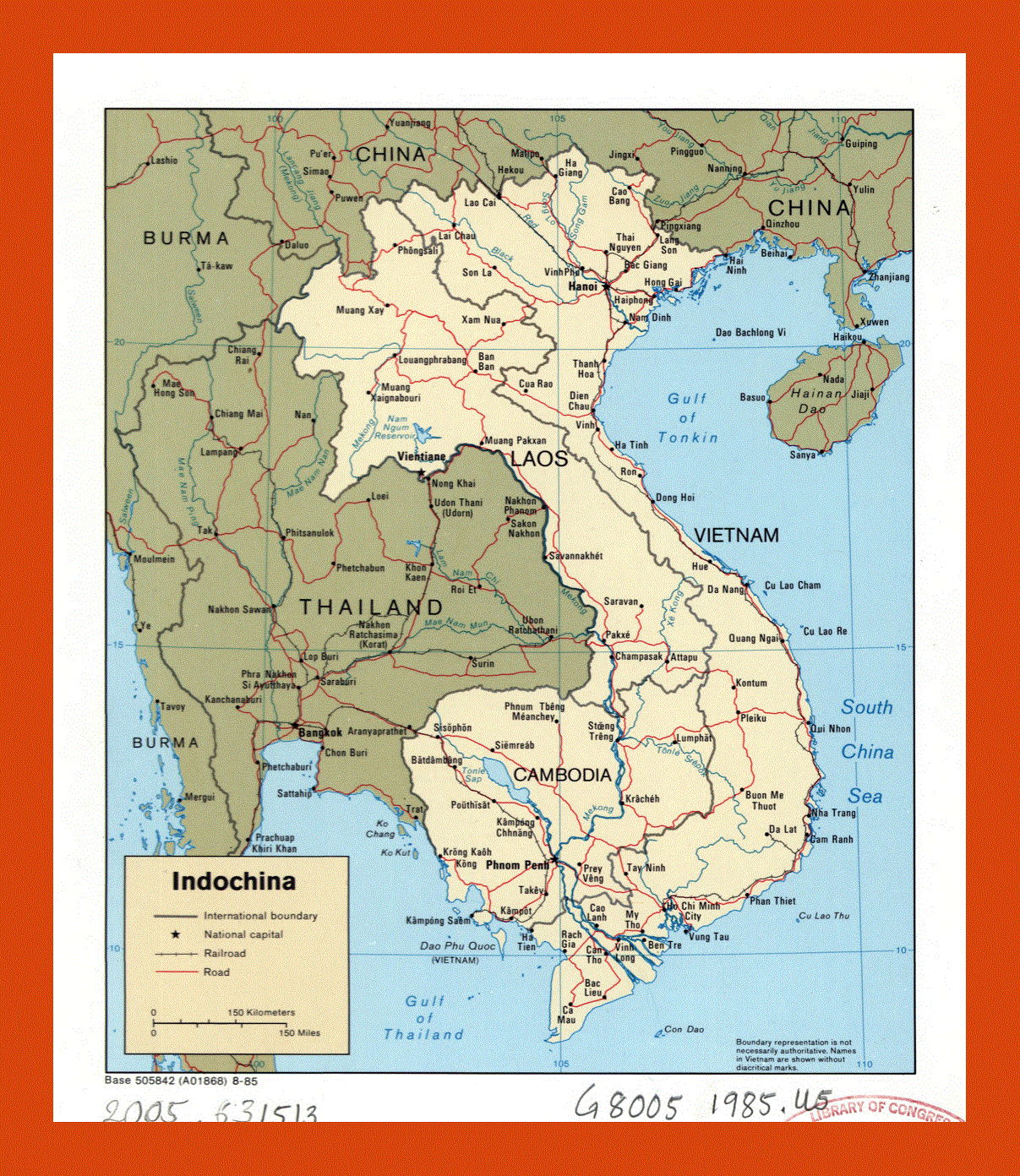 Political map of Indochina - 1985