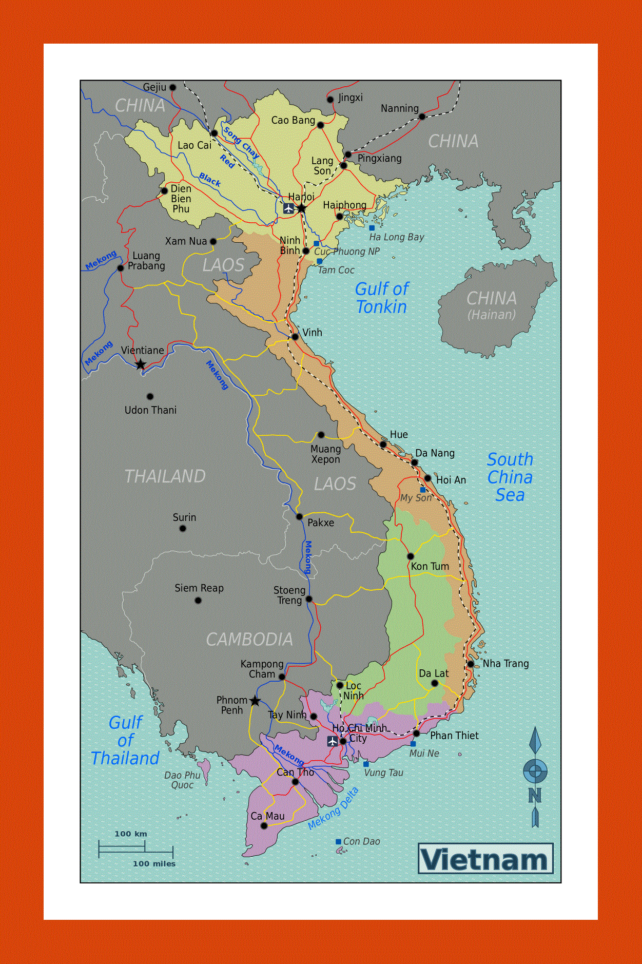 Regions map of Vietnam