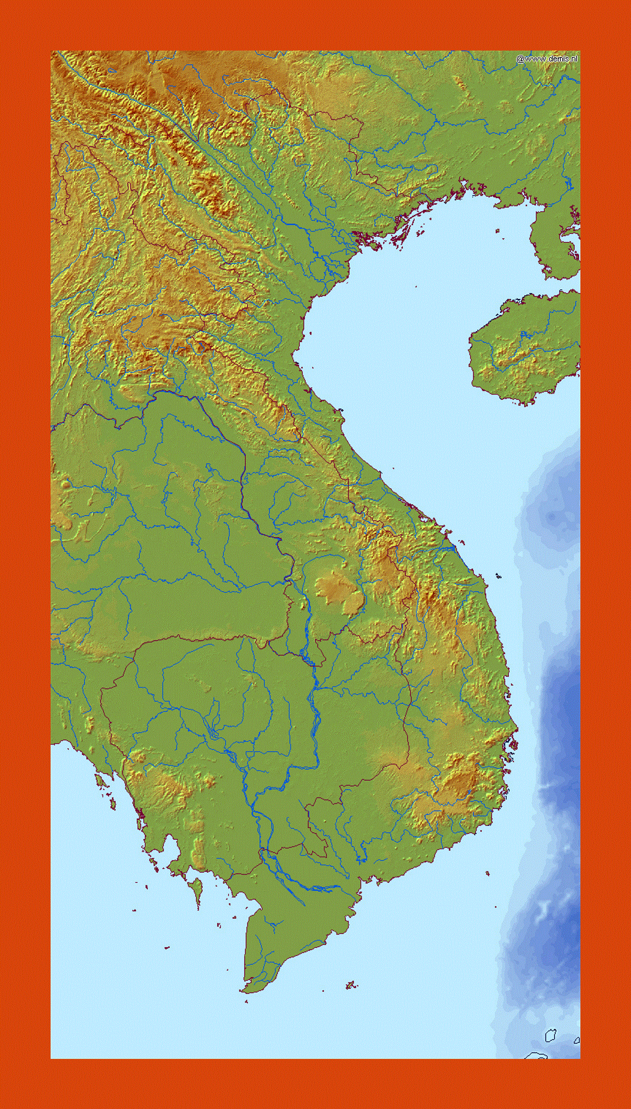 Relief map of Vietnam