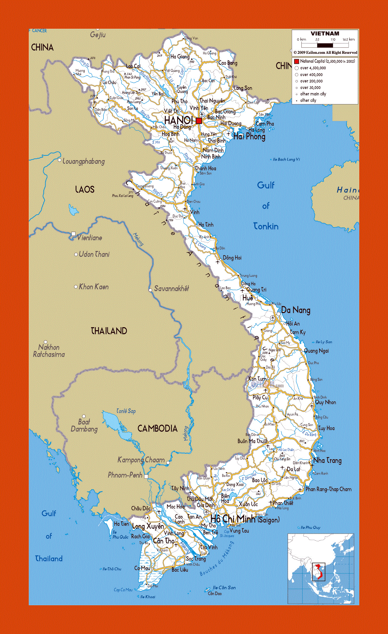 Road map of Vietnam