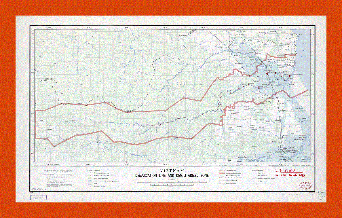 Vietnam Demarcation Line and Demilitarized Zone map - 1957