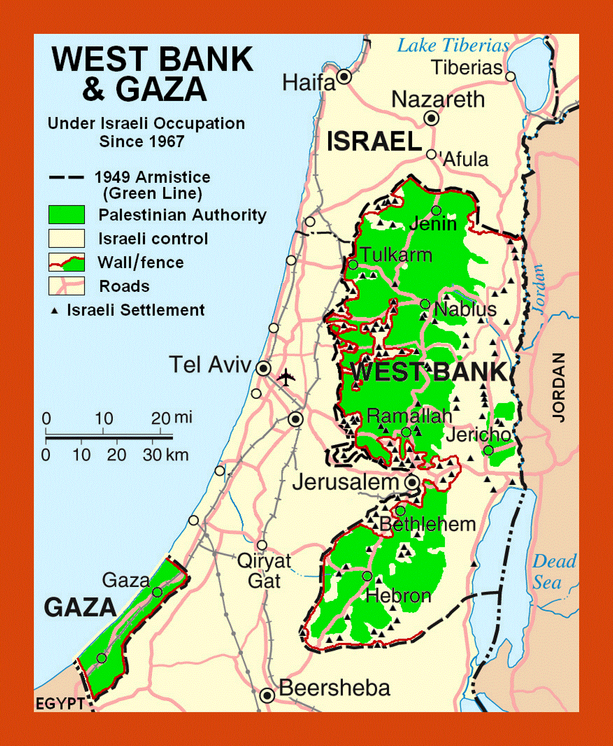 Map of West Bank and Gaza Strip