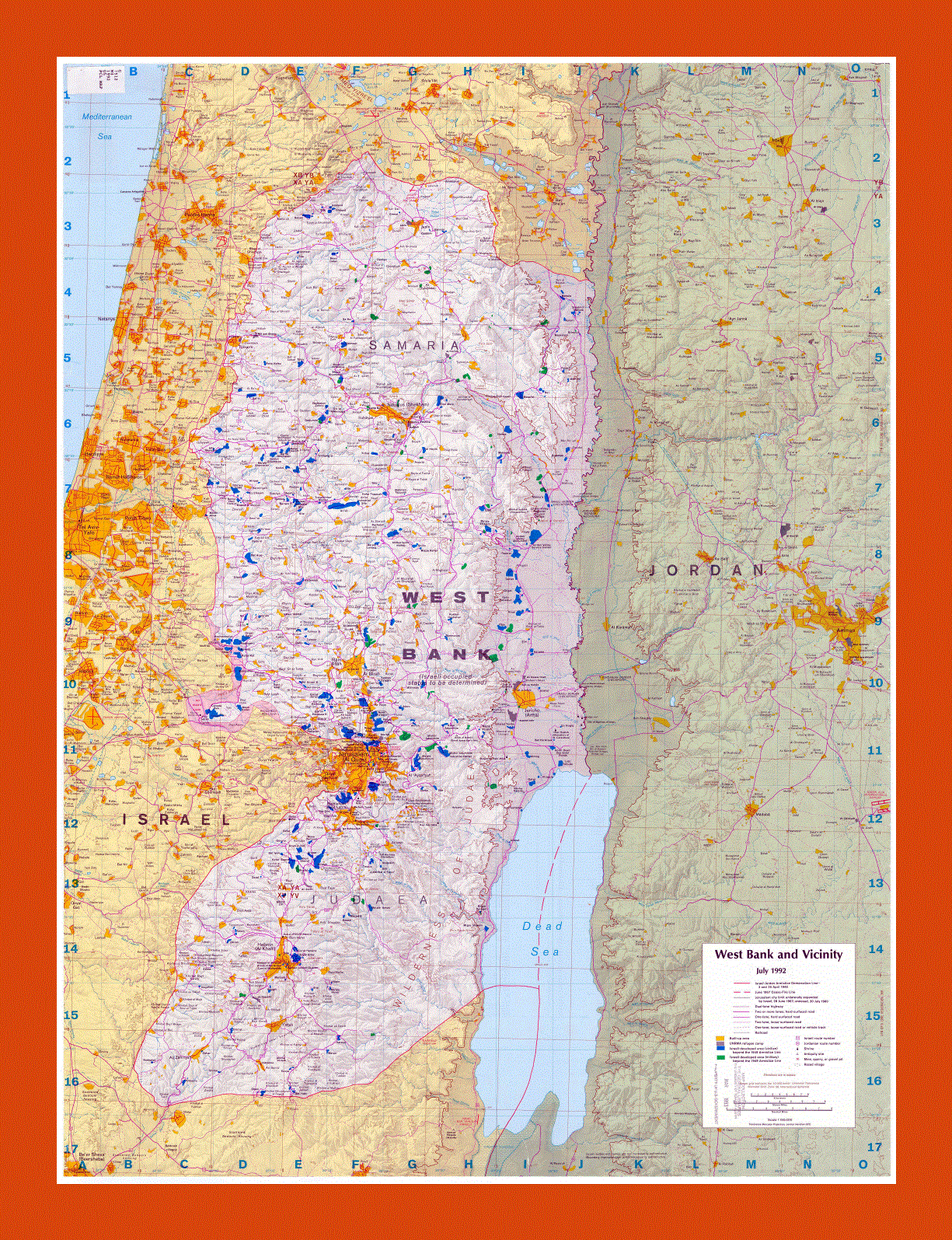 Map of West Bank and vicinity - 1992