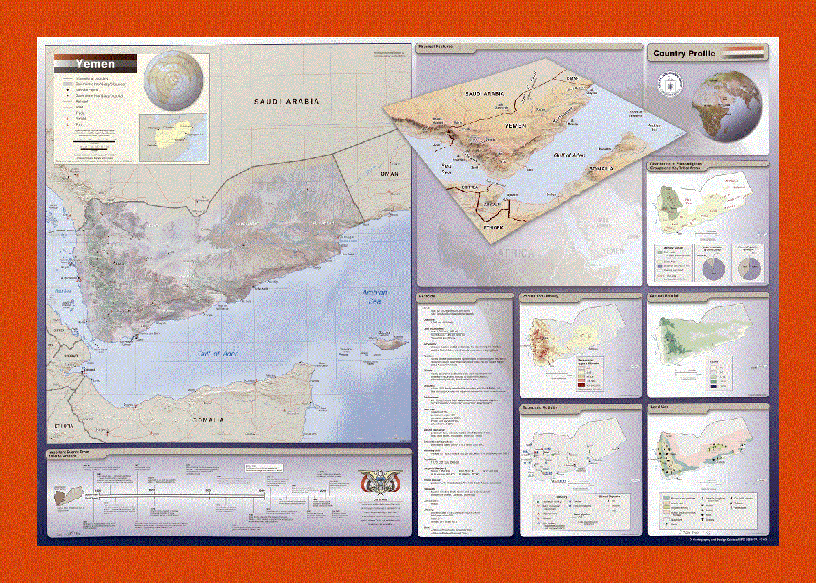 Country profile map of Yemen - 2002