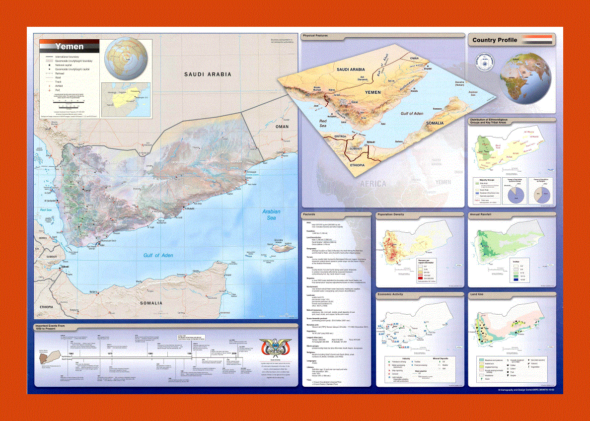 Country profile map of Yemen - 2002