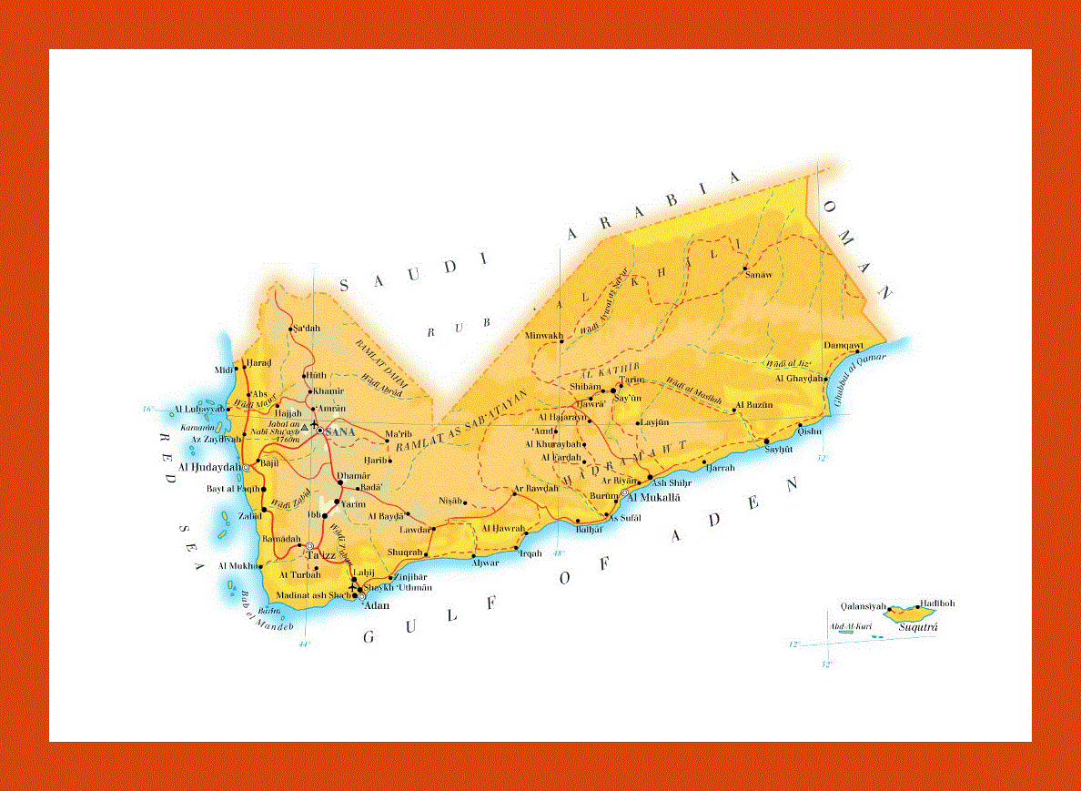 Elevation map of Yemen