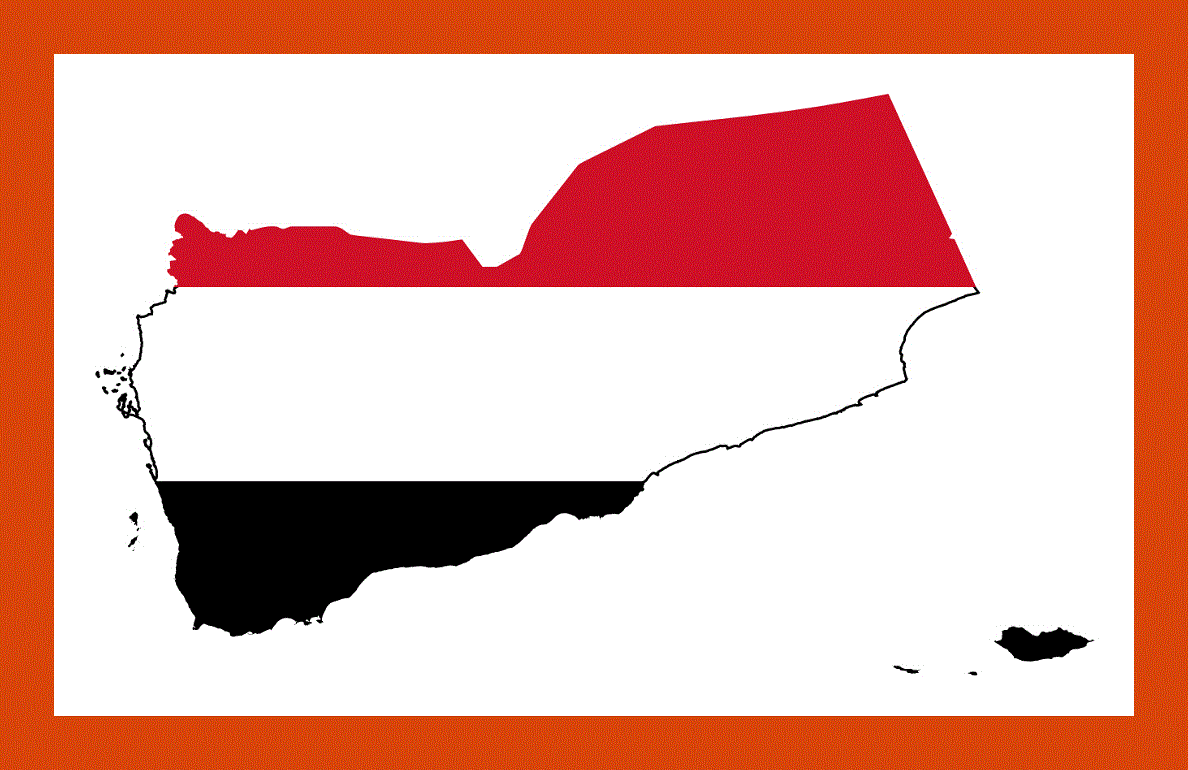 Flag map of Yemen